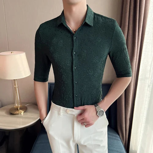saferido Clothing Men's Summer High Quality Short Sleeve Shirts/Male British Business Shirt Camisa Plus size S-4XL