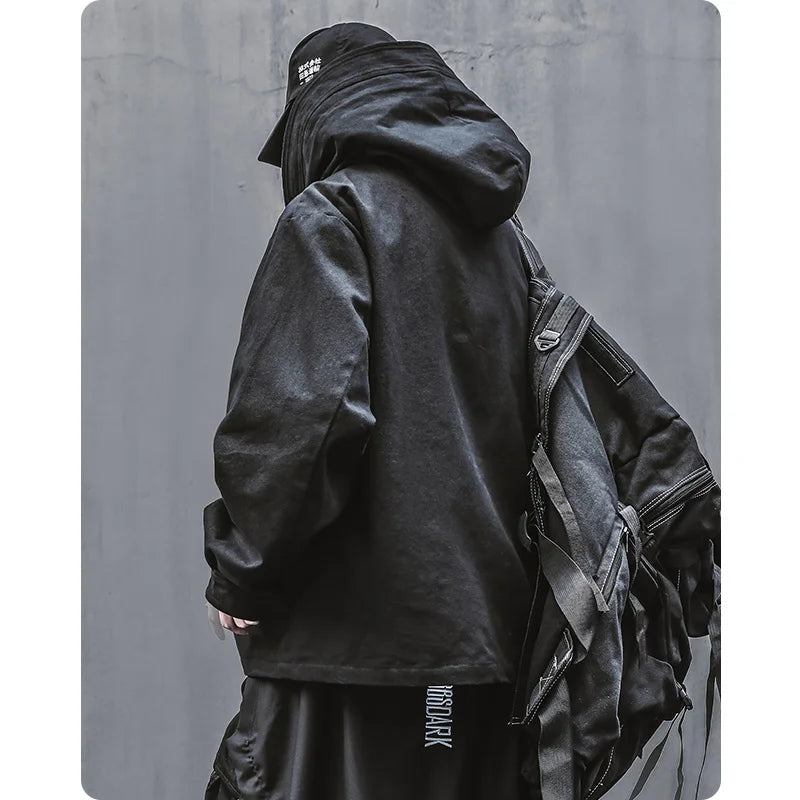 saferido Men Japanese Harajuku Sweatshirt Oversize Hoodie Long Cloak Hip Hop Gothic Outwear Streetwear Techwear Coat Tops Clothes