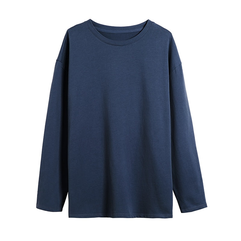 Spring Autumn Long Sleeve T-shirts Men O-Neck Collar Cotton T Shirt Fashion Casual Comfortable Oversized Tops Tees For Man Women