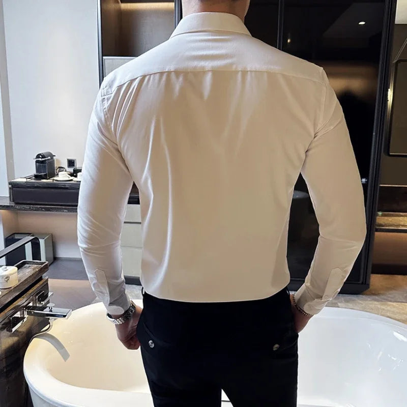 saferido Clothing Men's Spring High Quality Long Sleeve Shirts/Male Slim Fit Business Dress Shirts Chemise Homme De Luxe 3XL-M