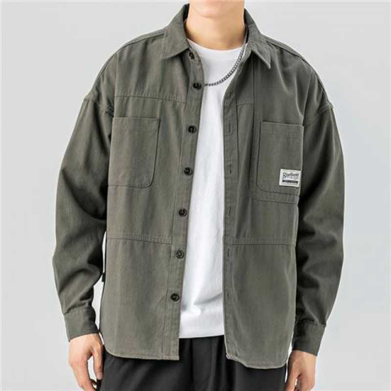 Men Shirts Long Sleeve Jackets Pocket Spring Autumn Cardigan Fashion Streetwear Male Casual Oversize Coat Loose Blouses