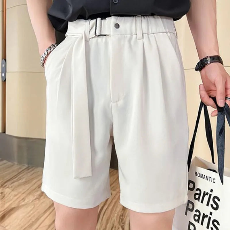 saferido Korean Style New Design Men Shorts Summer Short Suit Pants Green Beige Unisex Clothing Solid Thin Regular Fit Shorts S-3XL