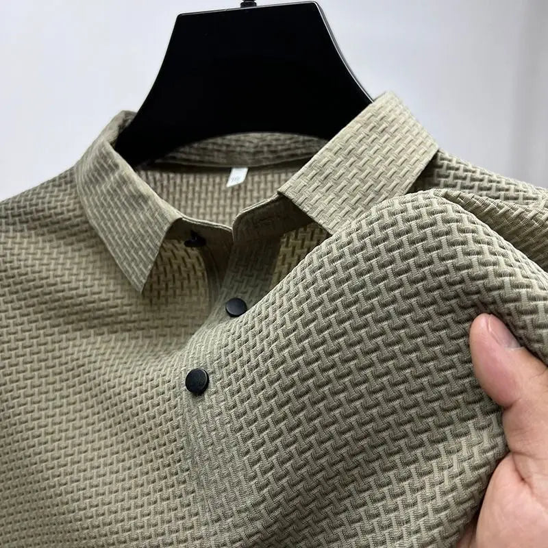 Men's High-End Mesh Ice Silk Short-Sleeved T-Shirt Shirt Short-Sleeved