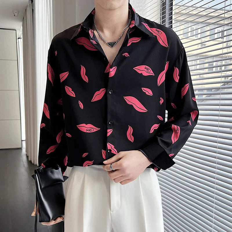 New Summer Men's Printed Shirts Oversized Clothing Casual Long Sleeve Striped Plaid Vintage Thin Draped Stretch Hawailan Blouses