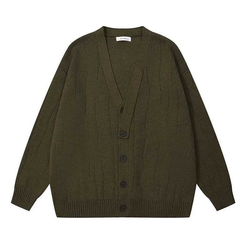 saferido Knit Cardigan Male Korean Style Sweater Coat Men Old Money Autumn Winter Loose Casual Men's Long Sleeve Streetwear