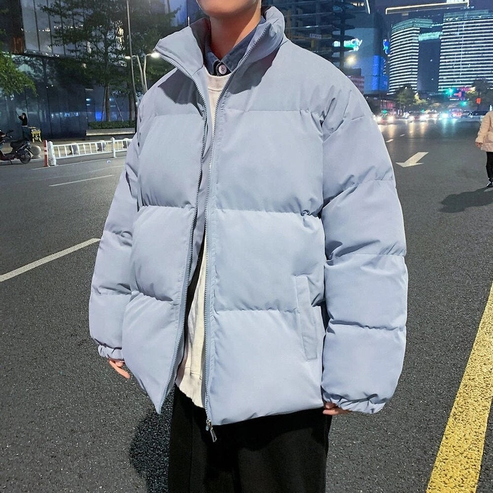US Size Winter Jacket Men Parkas Thicken Warm Coat Mens Stand Collar Jackets Solid Color Parka Coat Women Fashion New Streetwear