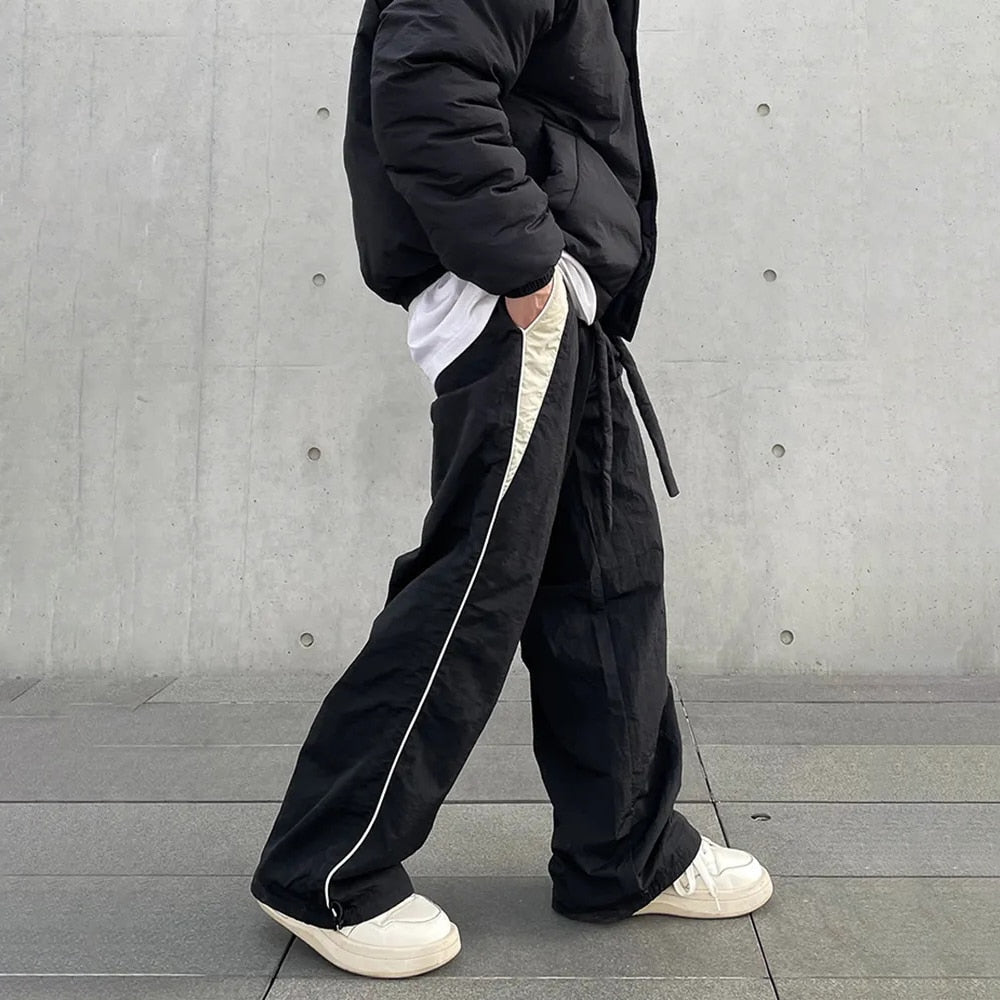 Baggy Pants for Men Parachute Vintage Oversize Joggers Harajuku Streetwear Sweatpants Black Wide Leg Trousers Male
