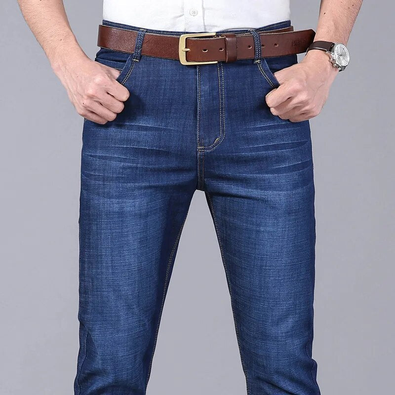 Oversize 42 44 Men Jeans Pants New Casual Classic Blue Stretch Jeans Business Fashion Casual Denim Trousers Brand Pants