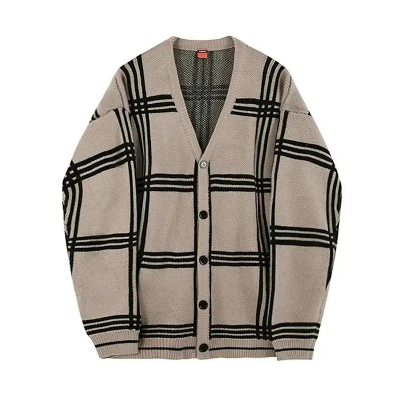 Men's Clothing Cardigan Plaid Knit Sweater Male V Neck Long No Hoodie Wool Casual Sale Best Selling Products Classic Street