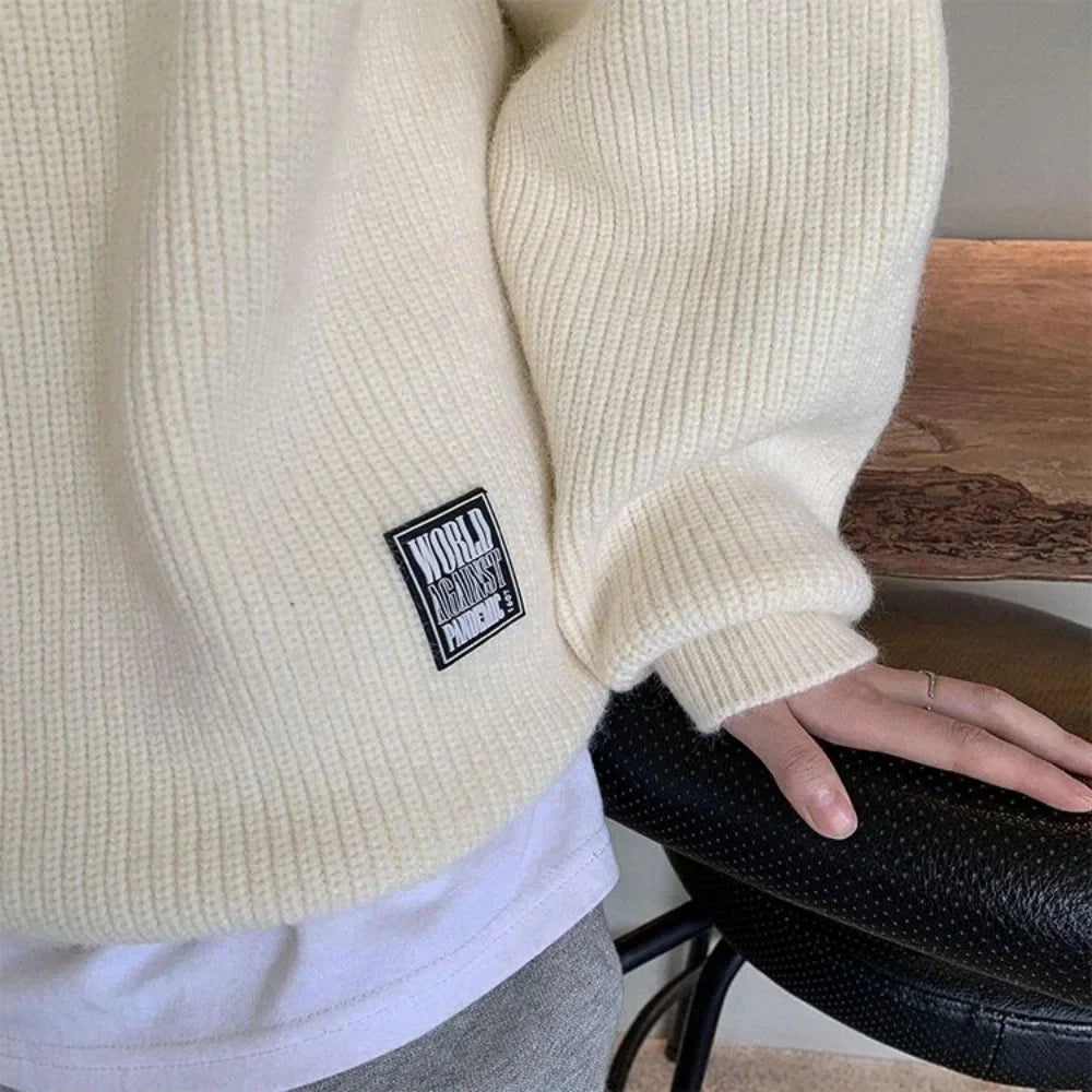 saferido Hooded Sweater Coat American Vintage Sweater Casual Knitted Sweaters Men Pullover Jumpers Men Fashion Clothing Streetwear Tops