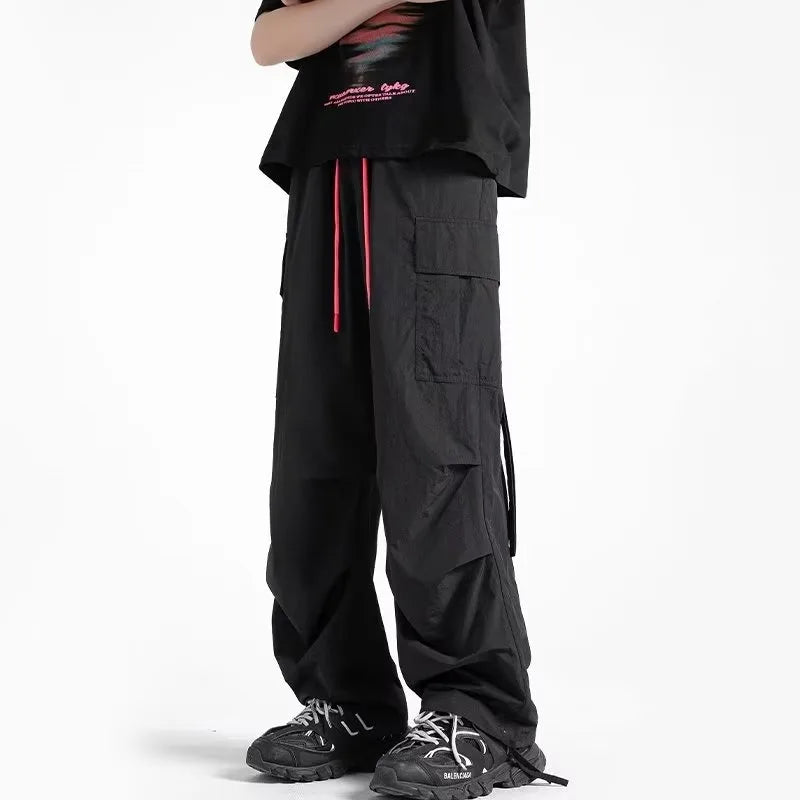 saferido Pants Men Casual Streetwear Autumn All-match Harajuku Korean Style Pleated Minimalist Full Length Fashion College Daily