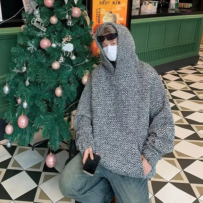 saferido Hooded Hoodies Men Casual Loose Coats Autumn Winter Korean Fashion High Street Youthful Teens Couples All-match Outwear Harajuku