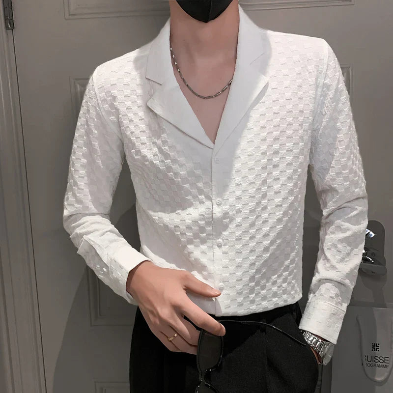 saferido Men Spring High Quality V-Neck Long-Sleeved Shirts/Male Slim Fit High Quality Club Business Dress Shirts Plus Size M-4XL