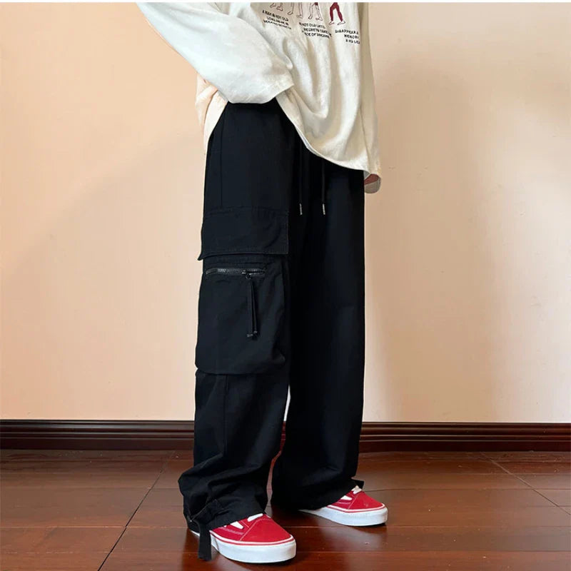 saferido Men's Clothing Cargo Pants Jogger Work Wear Man Pants New Y2k Wine Red Spring Casual Loose Straight Leg Wide Leg Men Trousers