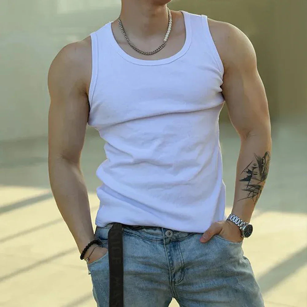 saferido Mens Sexy Shaping Sports Fitness Casual Cotton Vest 2024 New Genderless American Street Elastic Slim Solid Color Tank Top Unisex
