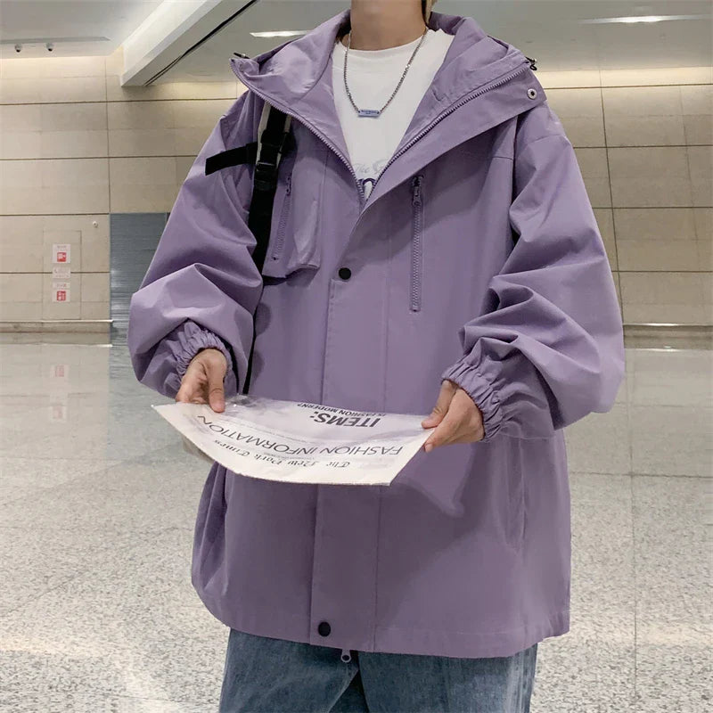 saferido Men's Korean Style Clothes Original Clothing Hooded Jackets Man Hoodie Coats Models 2024 Outerwear Loose Fitting Spring