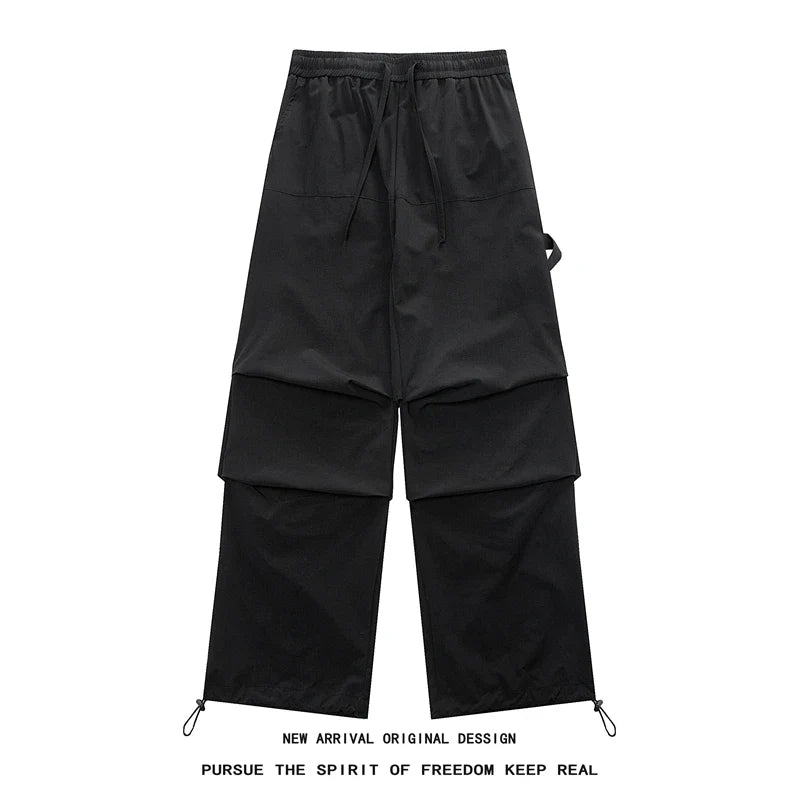saferido Plus Size 5XL-M High Street Pleated Overalls Men's Fashion Loose Straight Casual Pants Male Solid Color Trousers Spring New