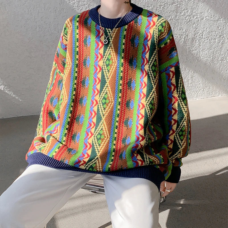 saferido Winter Vintage Sweater Striped Sweaters Hip Hop Y2k Streetwear Korean Fashions Oversized Pullovers Harajuku Luxury Designer Sweater