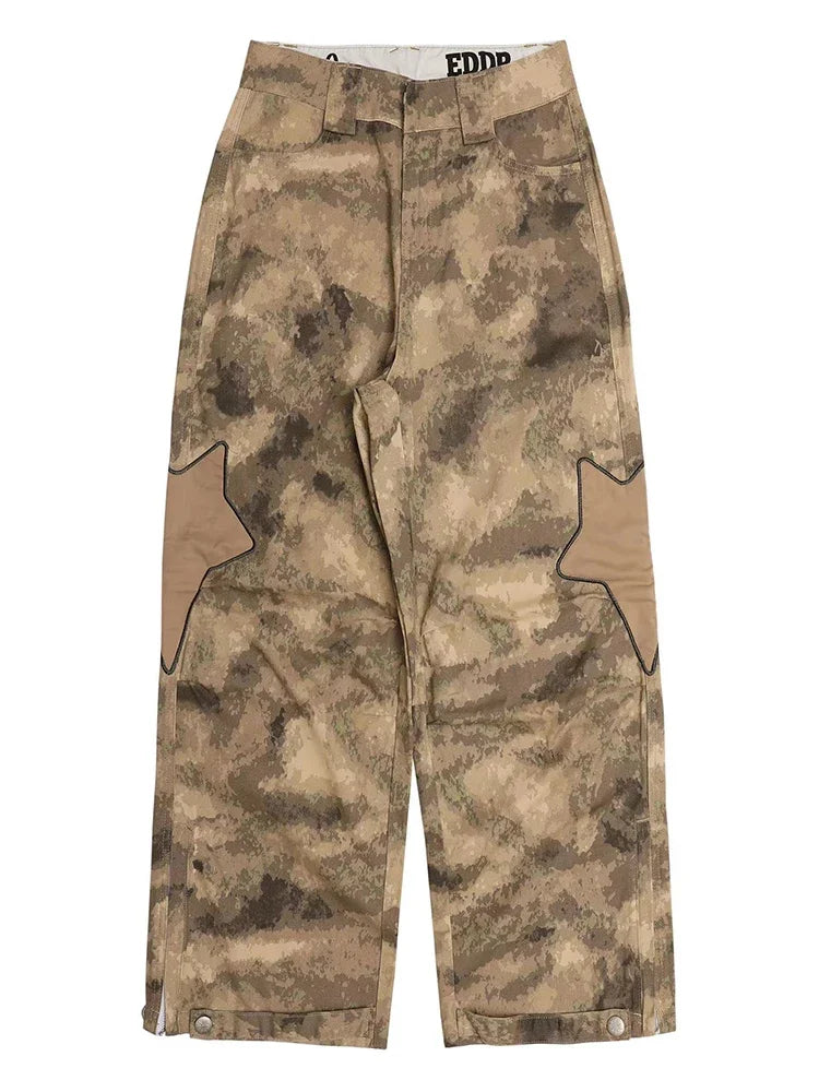 saferido Camouflage Cargo Pants Men Baggy Camo Trousers Male Y2K Star Oversize Loose Casual Vintage Streetwear Hip Hop 4XL