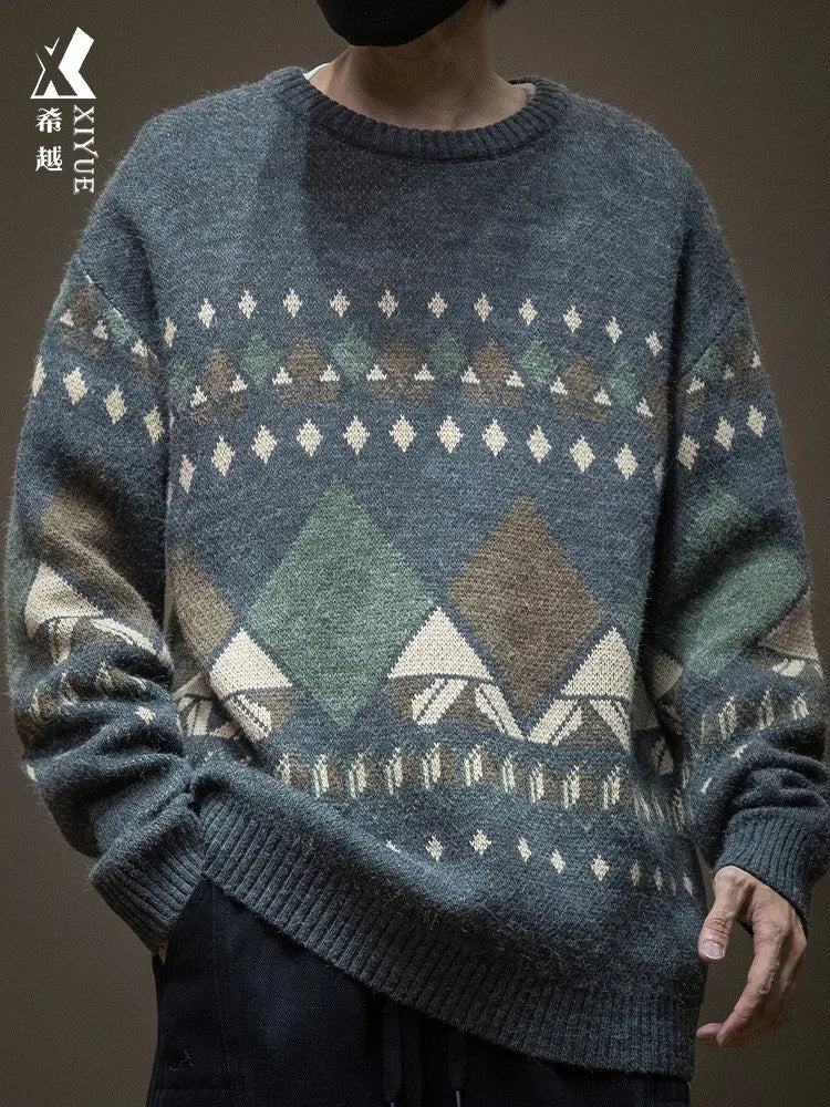 saferido Spring and Autumn New Men's Sweater Men's Autumn and Winter Extra Large Men's Fat Plus Youth Handsome Underlay Knitwear