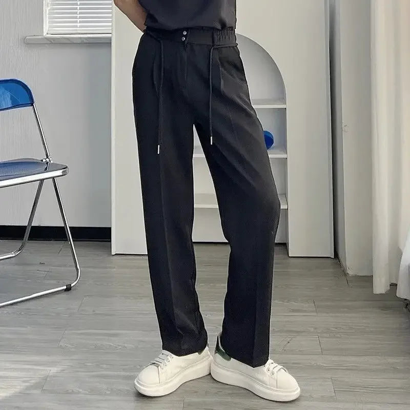 saferido Wide Men's Casual Pants Trend Polyester Male Trousers Regular Fit Fashion 2024 Plus Size Korean Style Aesthetic Big Xxxl Y2k