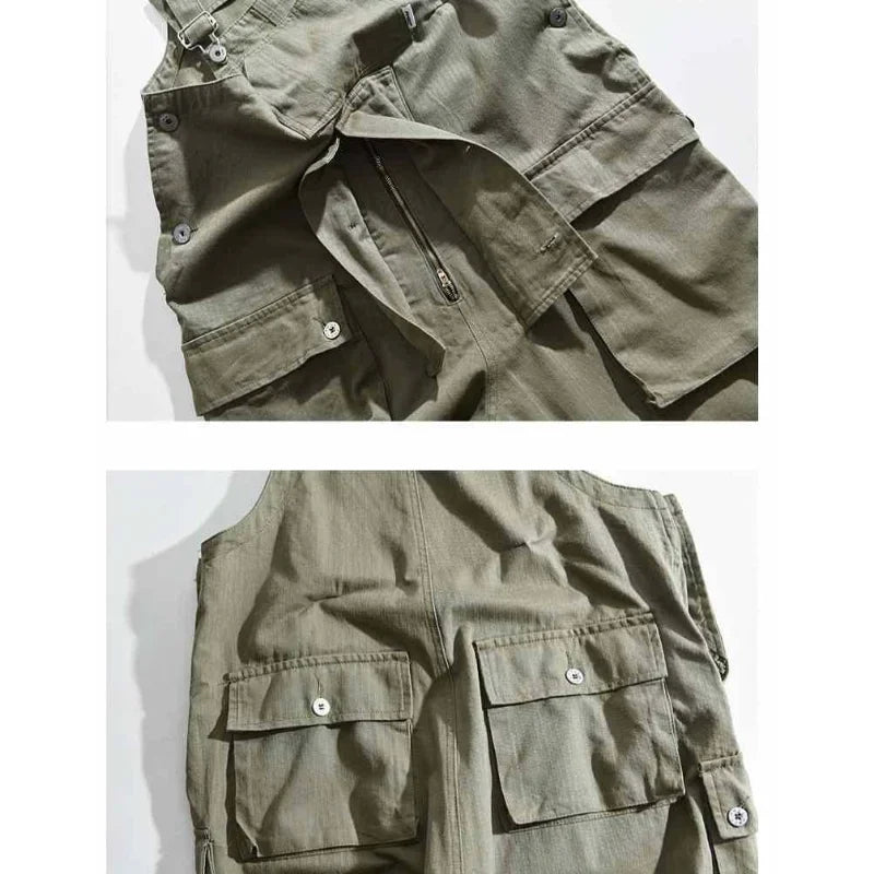 saferido INS Style Straight Leg Pants Bib Coverall Japanese Retro Cargo Overalls Men's Loose Large Size Worker Work Clothing Jumpsuit