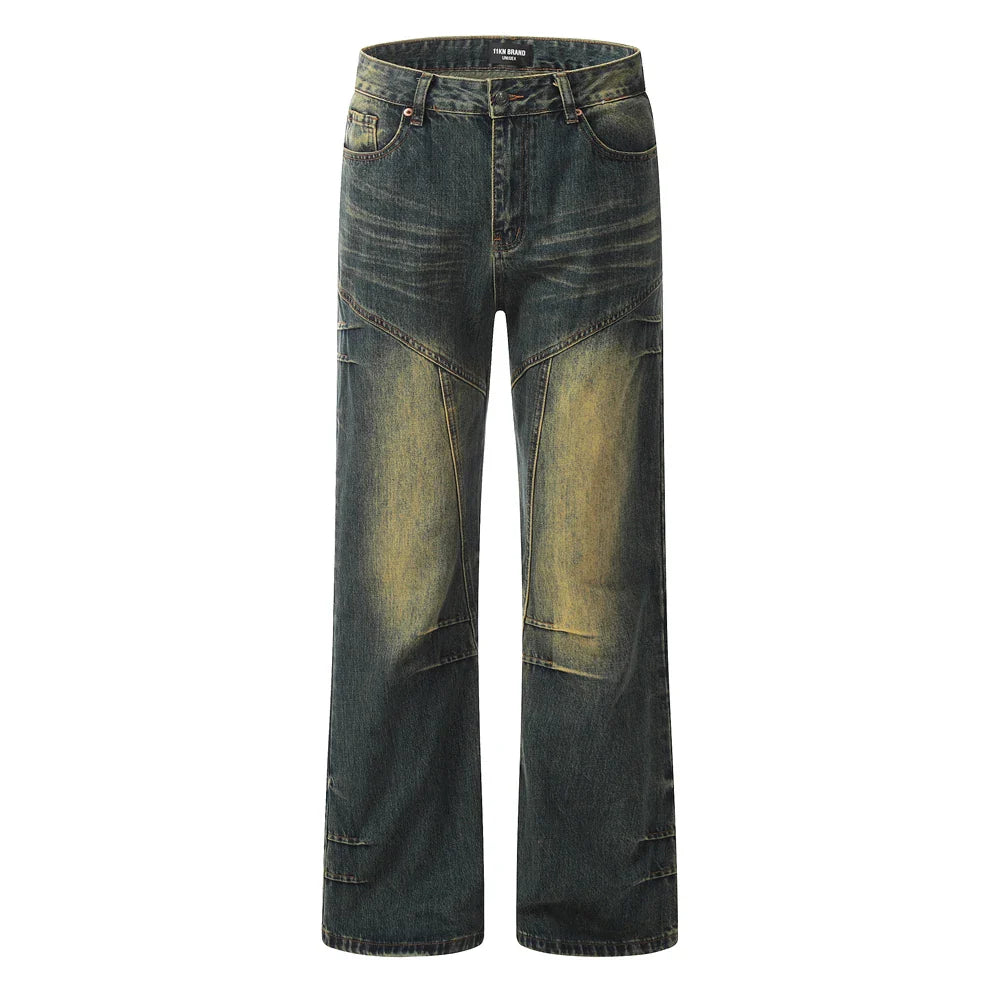 Flare Jeans Men Autumn Baggy High Street Casual Fashion Wide Leg Y2k Straight-leg Trousers Streetwear Winter Black Denim Pants