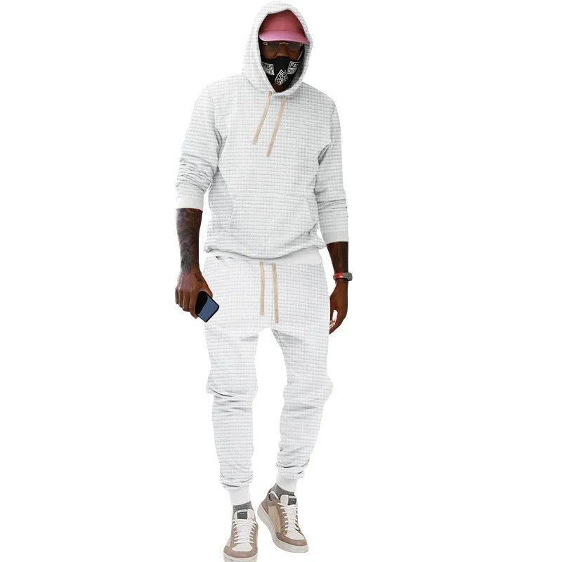 saferido New Spring and Autumn Men's Jacquard Hoodie Set Men's Leisure Sports Set Men's