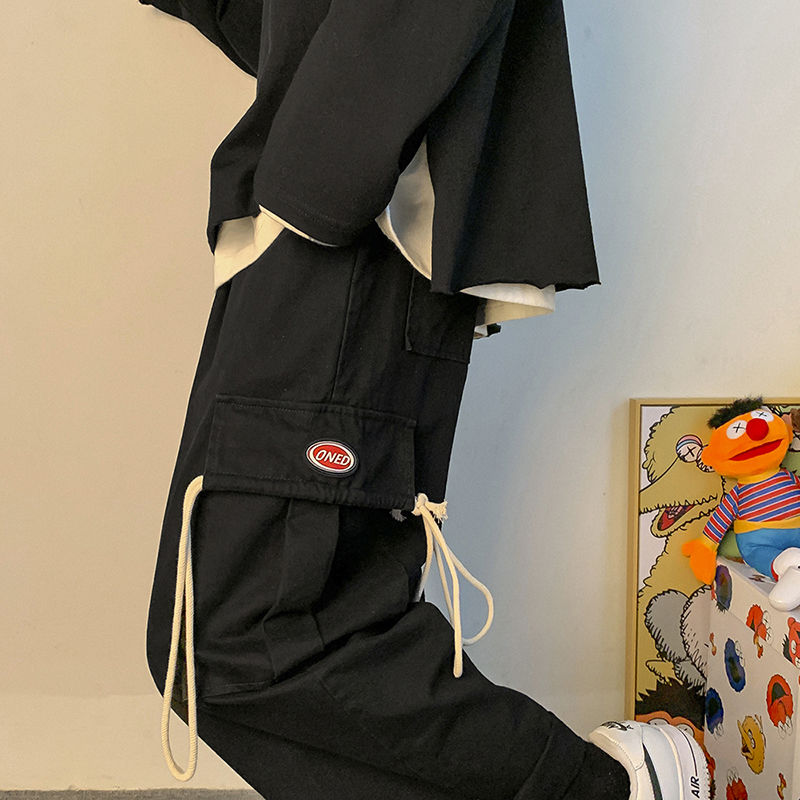 Korean Style Men's Cargo Pants Streetwear Fashion Harem Pants Loose Casual Wide leg Trousers Cotton brand new