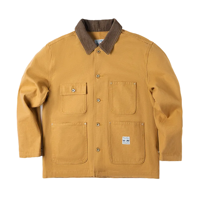 Maden Retro Heavyweight Canvas Jackets Multi-Pocket Lapel Thin Coats Autumn Casual Men's Jacket Winter Outwear Windbreaker