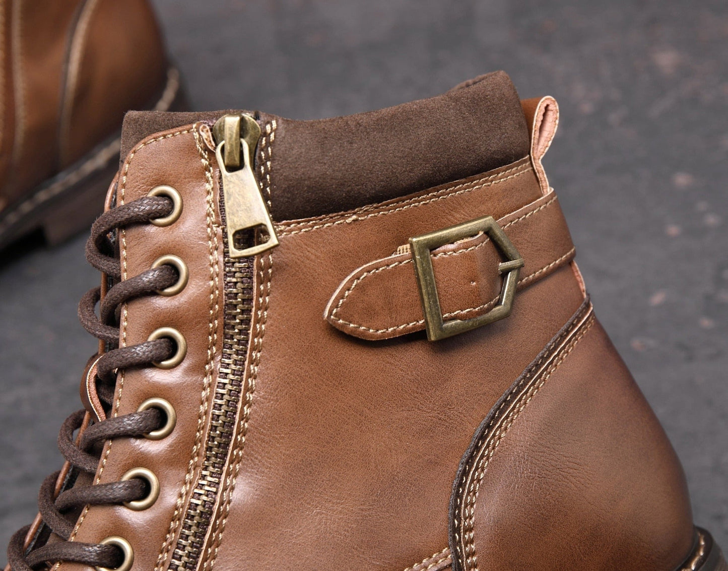 saferido Men's Boots Winter Fashion botines Zip Lace-up Ankle Boots Vintage Business Dress Shoes Leather Casual Shoes For Men