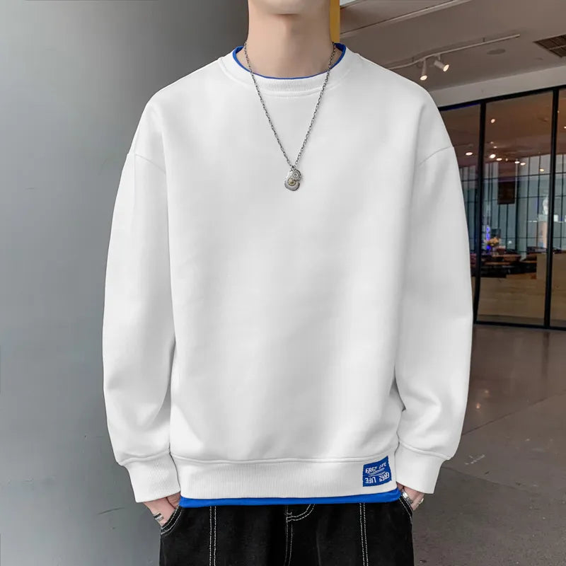 saferido Spring O Neck Sweatshirts Hoodie Men Long Sleeve Loose Pullover Fashion Harajuku Hoodies Mens Solid Casual Sweatshirt Streetwear