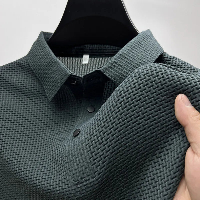 Men's High-End Mesh Ice Silk Short-Sleeved T-Shirt Shirt Short-Sleeved