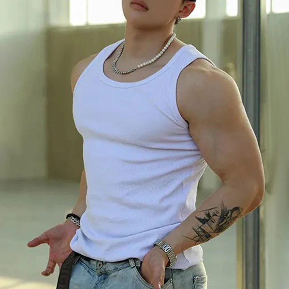 saferido Mens Sexy Shaping Sports Fitness Casual Cotton Vest 2024 New Genderless American Street Elastic Slim Solid Color Tank Top Unisex