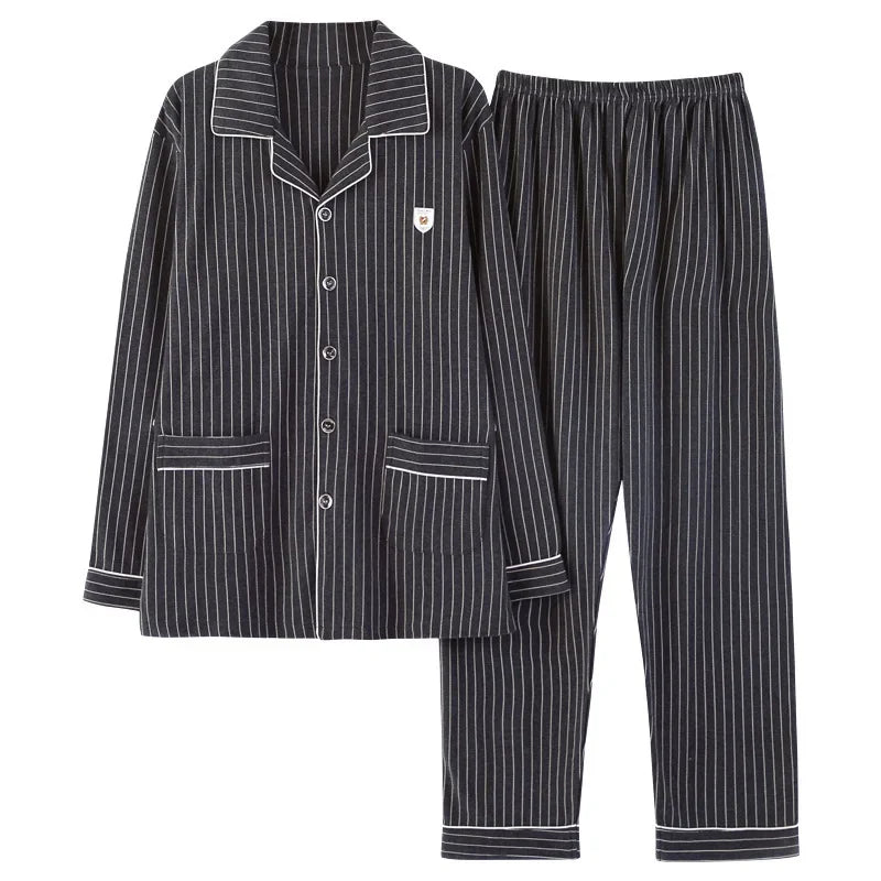 Men Pajamas Set Lounge Sleepwear Plaid Pyjamas Long Sleeve Spring Autumn Loungewear Male Homewear Home Clothes