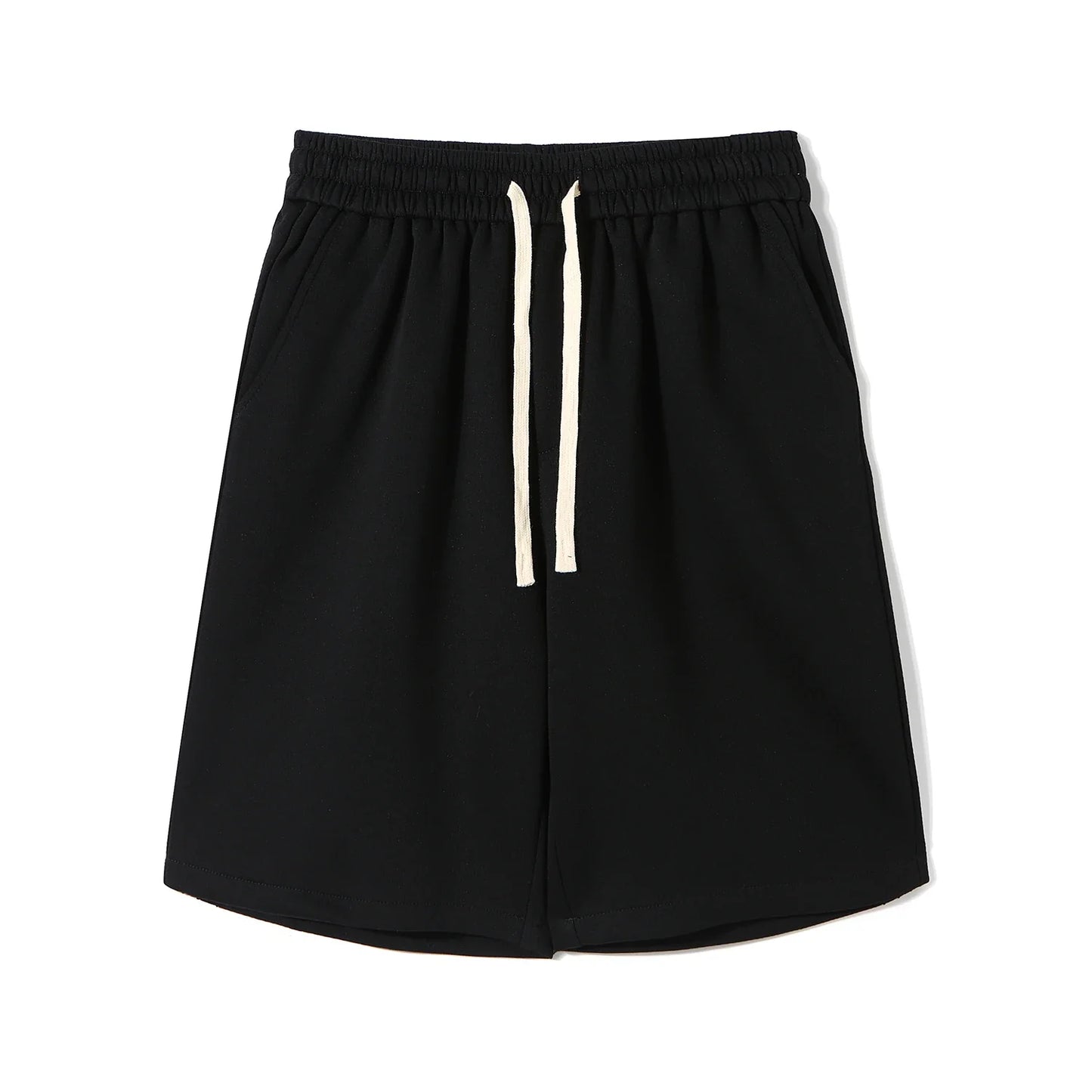 saferido Lace Up Striped Straight Shorts Men Clothing 2024 Summer New Loose Elastic Waist All-match Knee Men Shorts Korean Fashion Shorts