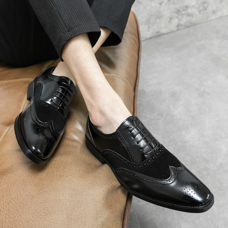 saferido Classic High Quality Pointed FASHION Oxford Shoes Lace Up Men's Shoes Pointed Style Luxury Moccasin Casual Luxury Leather Shoes