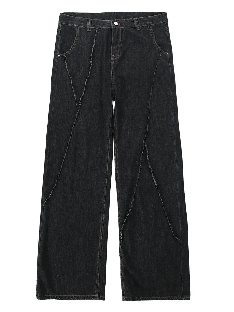 saferido New Summer Jeans Men Patchwork Denim Trousers Male Oversize Loose Casual Wide-leg Pants Streetwear Harajuku Clothing