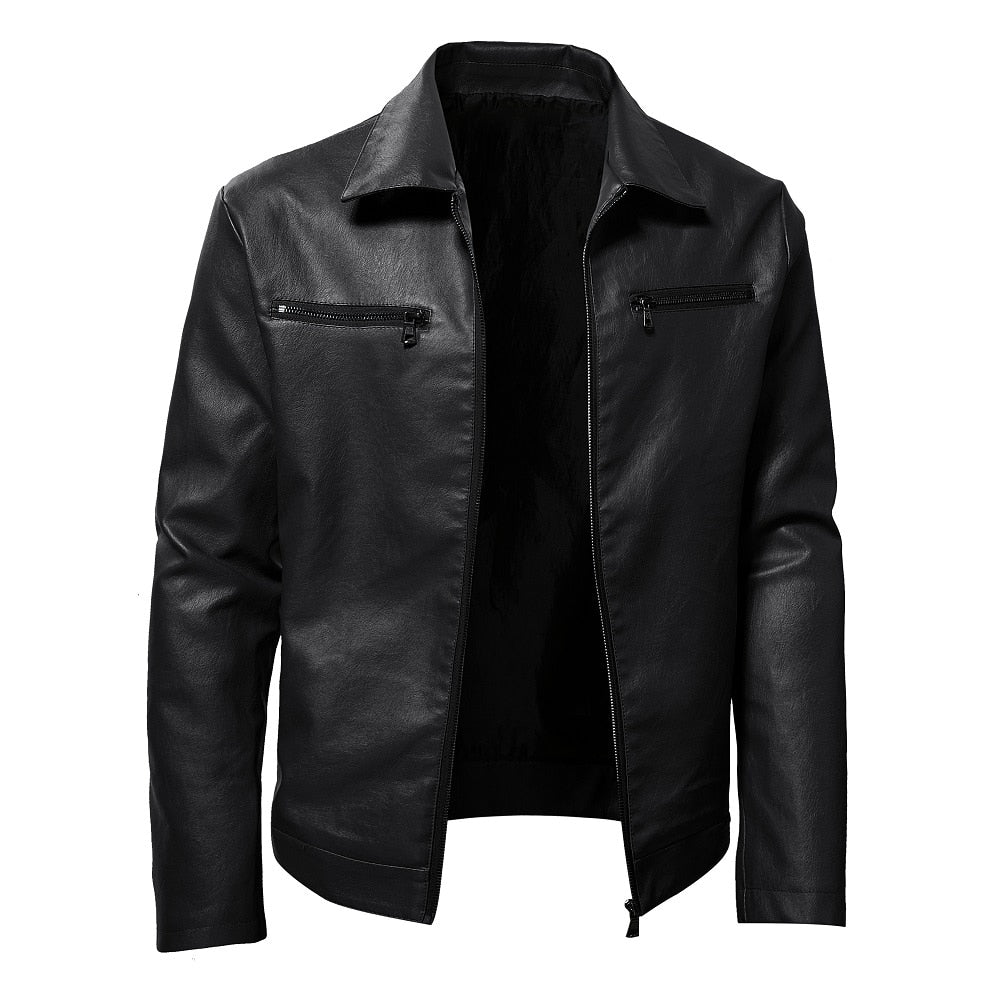 Autumn WInter Motorcycle Jacket Men Turn Down Collar Casual Leather Jacket Fashion Slim Moto Bike PU Jacket Men Plus Size 5XL