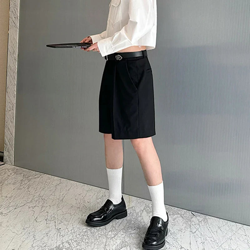 saferido Summer New Solid Color Personality Elegant Five-point Pants Niche Design Original Stylish Korean Men Street Shorts