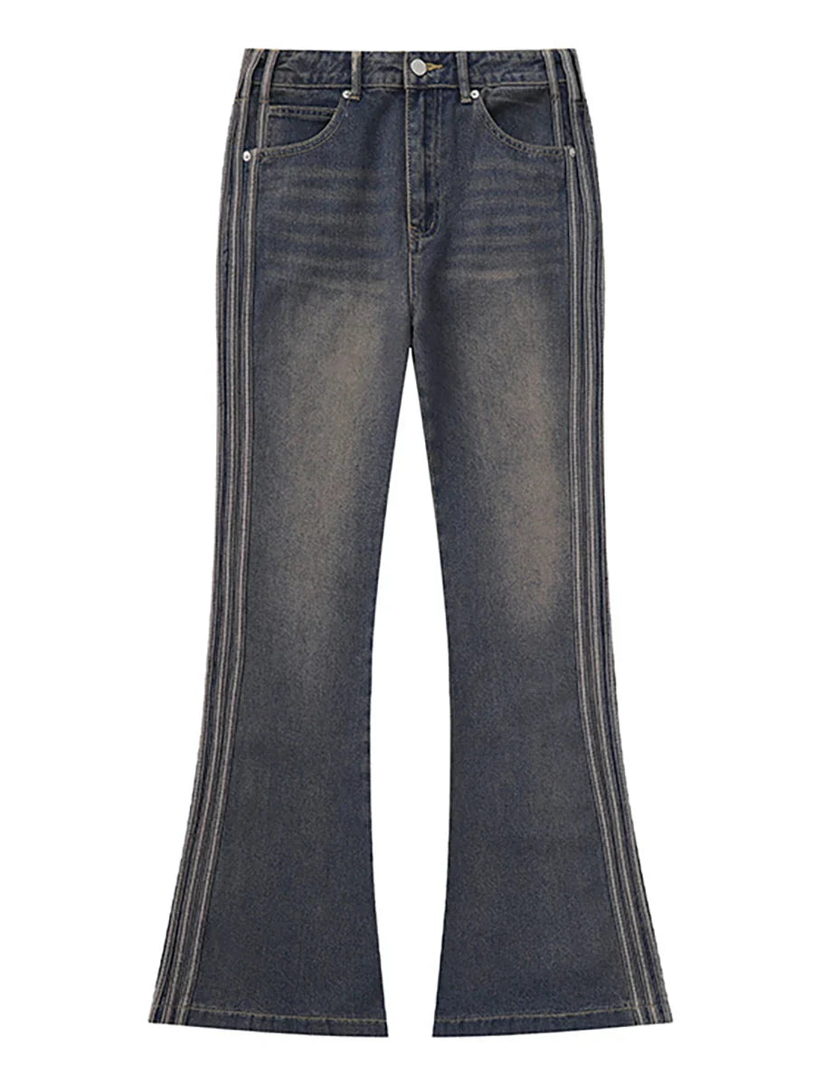 Vintage Jeans Men Slim Flared Trousers Autumn Streetwear Casual Vaqueros Pantalones Hombre Winter Y2k Fit Street Denim Pants