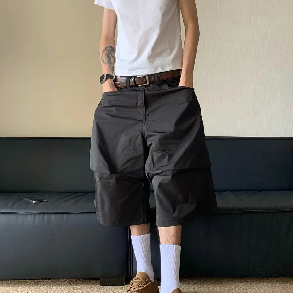 saferido Cropped Pants Summer American Retro Baggy 3d Cargo Capri Pants Hip-Hop Streetwear Trendy Casual Handsome Stylish Pants For Men