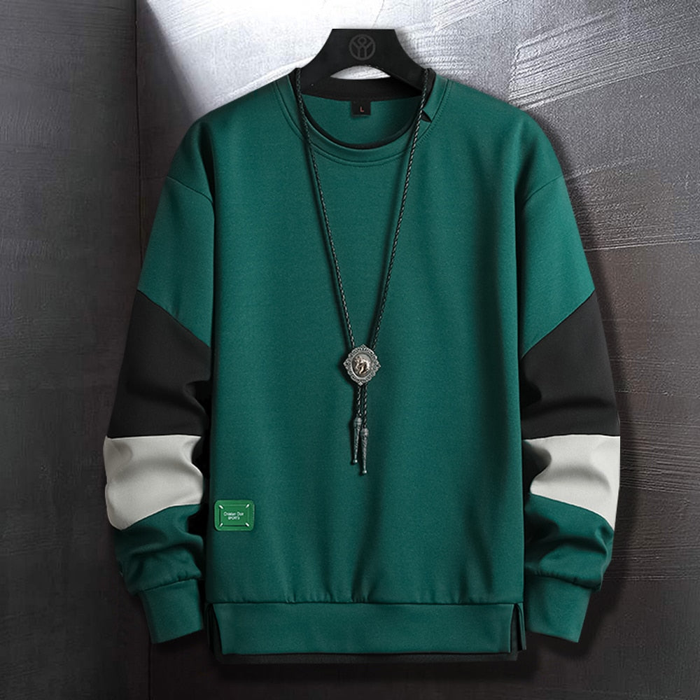 Sweatshirt For Men Fashion Autumn Winter Casual Long Sleeve Sweatshirt Men High Street Clothes Crewneck Shirt Men Hoodie No Hood