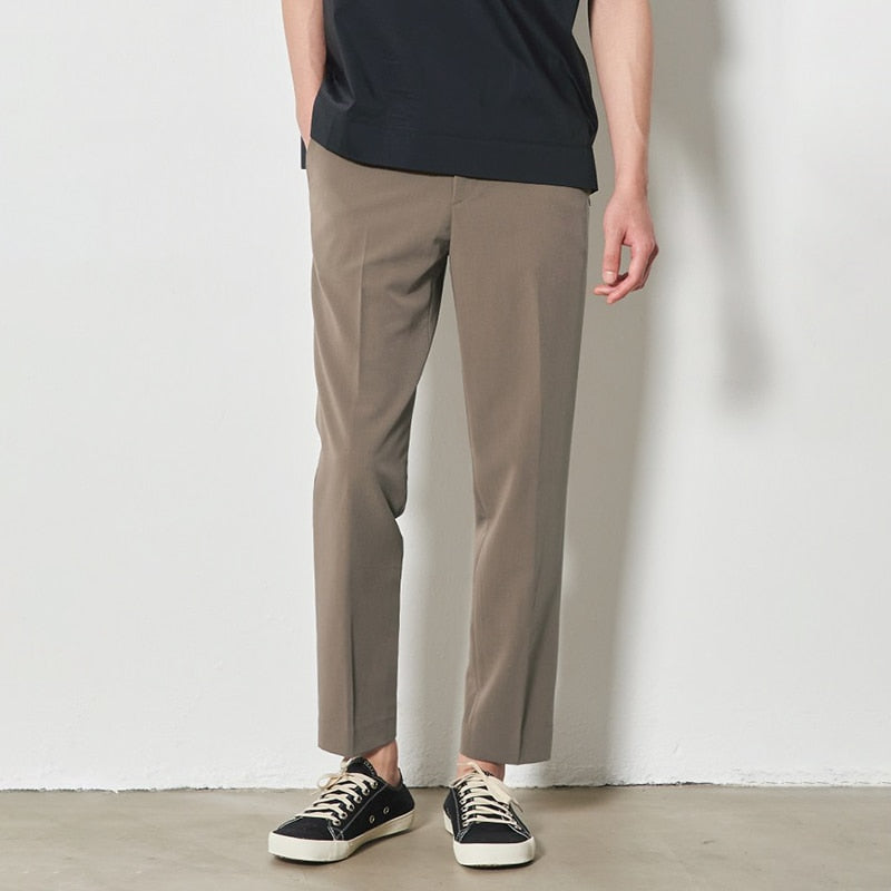 Summer Men's Fashion Loose Ninth Casual Pants Korean Style Khaki/black/brown Color Suit Pants High Quality Trousers M-2XL