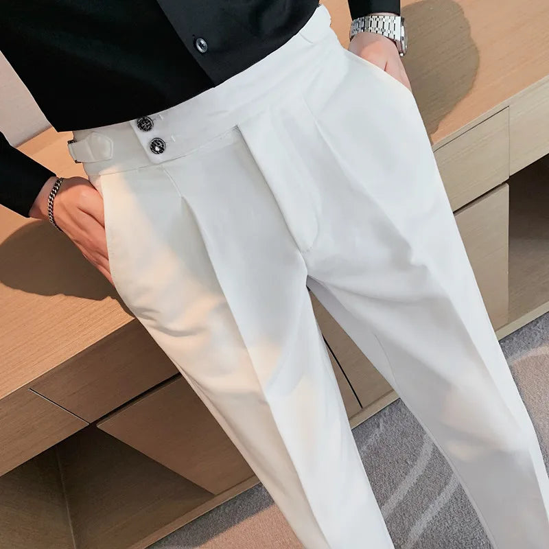 saferido British Style Autumn New Solid Business Casual Suit Pants Men Formal Pants High Quality Slim Fit Office Trousers Pantalon 29-36