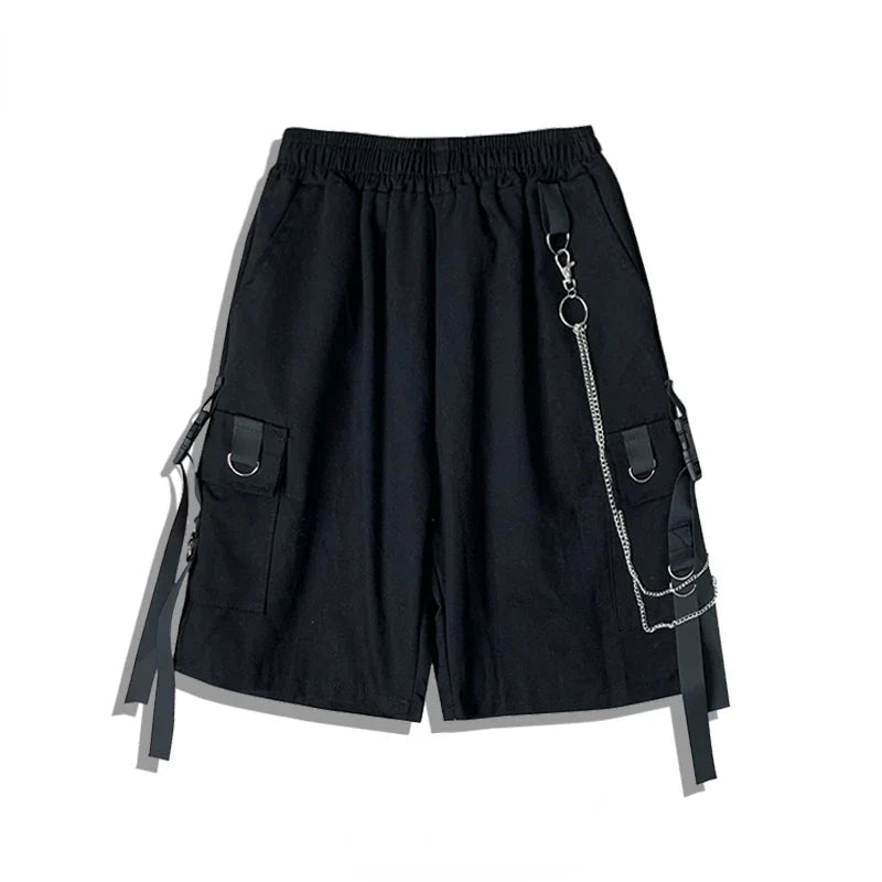 saferido Techwear Men's Shorts Set Tank Top Men Cargo Punk Rave Vest Male Shirt Streetwear Hip Hop Hippie Men Clothing Pockets
