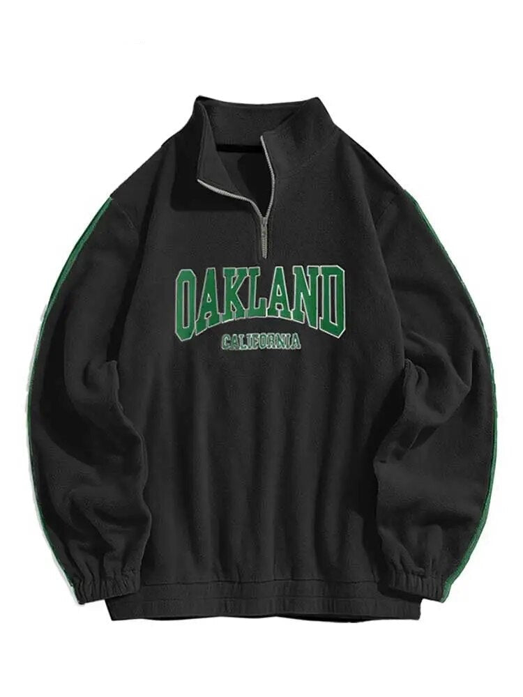 Men's Hoodie Fall Winter Fleece Sweatshirts Letter Embroidery Turtleneck Hoodies Pullover Vintage Streetwear Warm Sweats