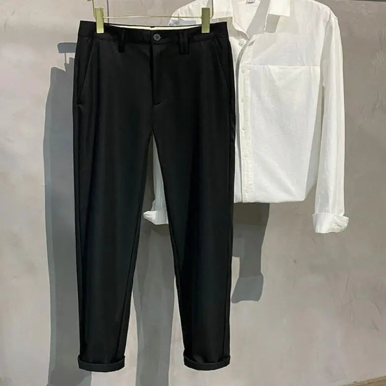 saferido Men Cargo pants Fashion Casual Suit Pants Spring Autumn Solid All-match Slim Korean Male Clothing New Full Straight Trousers 38