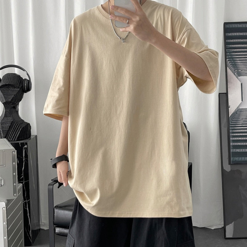 100% Cotton Men's T shirts Summer Solid Color Casual Short Sleeve Tees For Man Basic T-shirt Couple Male Tees Tops