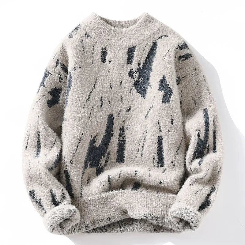Winter Harajuku Mink Cashmere Sweater Men Half Turtleneck Hip Hop Sweaters Top Quality Pull Homme Thick Warm Mens Pullovers